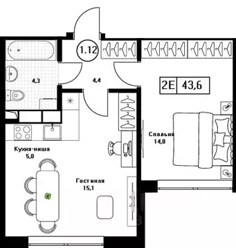 1-к кв. Московская область, Пушкино Пушкино Град жилой комплекс, к2 ...