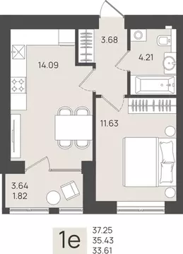 Квартира-студия: Калининградская область, Пионерский (35.43 м)