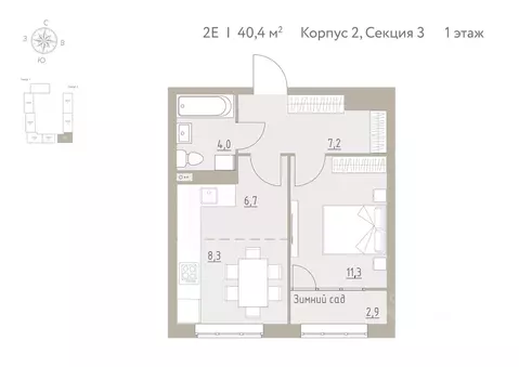 2-к кв. Пермский край, Пермский муниципальный округ, с. Фролы Новая ...