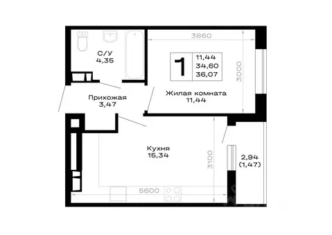 1-к кв. Адыгея, Майкоп  (36.07 м)