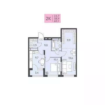 2-к кв. Пермский край, Пермь ул. Левченко, 8 (60.1 м)