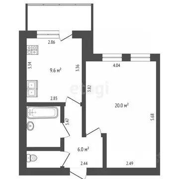 1-к кв. Вологодская область, Вологда ул. Горького, 145 (41.7 м)