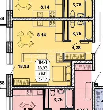 1-к кв. Бурятия, Улан-Удэ ул. Боевая, 6/3 (37.17 м)