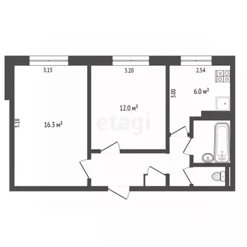 2-к кв. Белгородская область, Белгород ул. Королева, 16 (44.9 м)