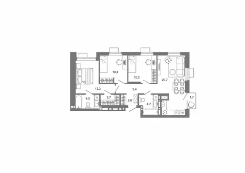 3-к кв. Астраханская область, Астрахань ул. Латышева (75.3 м)