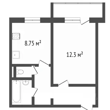 1-к кв. Челябинская область, Челябинск просп. Победы, 321 (32.2 м)