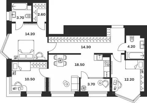 3-к кв. Тульская область, Тула ул. Михеева, 9А (83.9 м)