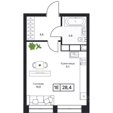 Студия Московская область, Пушкино Пушкино Град жилой комплекс (28.2 ...