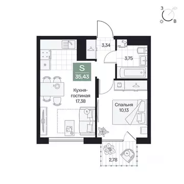 1-к кв. Волгоградская область, Волгоград просп. Имени В.И. Ленина, 59Г ...