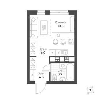 Студия Свердловская область, Екатеринбург Солнечный жилрайон,  (24.7 ...