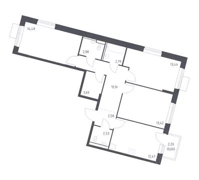 3-к кв. Москва Молжаниново жилой комплекс, к4 (79.1 м)