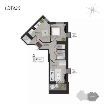 2-к кв. Удмуртия, Ижевск Камбарская ул., 3 (71.45 м)