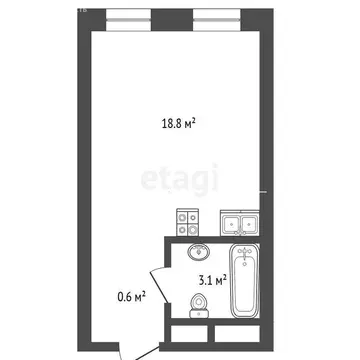 Квартира-студия: Тюмень, улица Евгения Войнова, 3 (22.5 м)