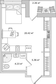 Квартира-студия: Парголово, Михайловская дорога, 6 (29.3 м)
