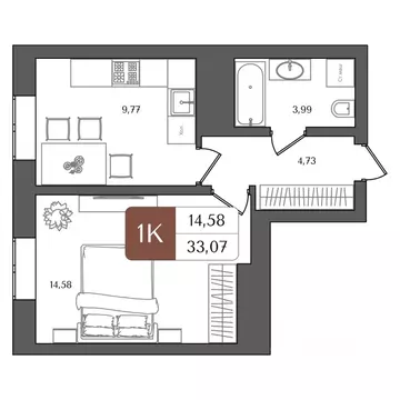 1-к кв. Башкортостан, Уфа Глумилино жилрайон, Холмогоры жилой комплекс ...