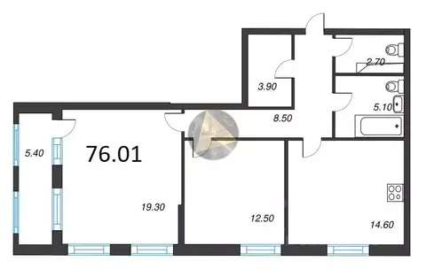 2-к кв. Санкт-Петербург Планерная ул., 99 (76.01 м)