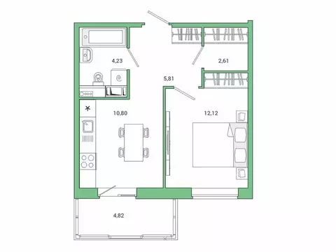 1-комнатная квартира: городской посёлок Янино-1, ЖК Янила Драйв (36.8 ...