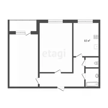 2-к кв. Тюменская область, Тюмень ул. Домостроителей, 6Б (50.3 м)
