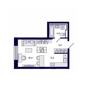 Студия Хабаровский край, Хабаровск ул. Карла Маркса, 96/1 (31.36 м)