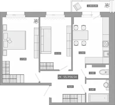 2-к кв. Приморский край, Артем  (55.8 м)