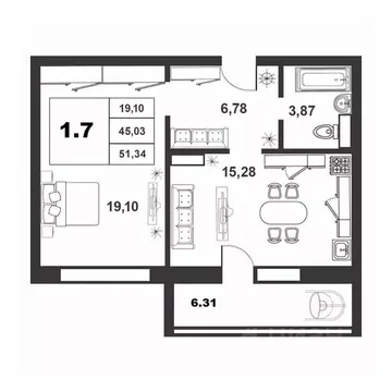 1-к кв. Новгородская область, Великий Новгород ул. Якова Павлова, 15 ...