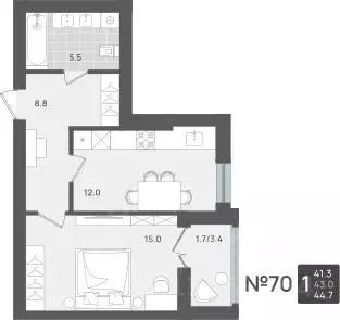 1-к кв. Калининградская область, Пионерский Рабочая ул., 11 (43.0 м)