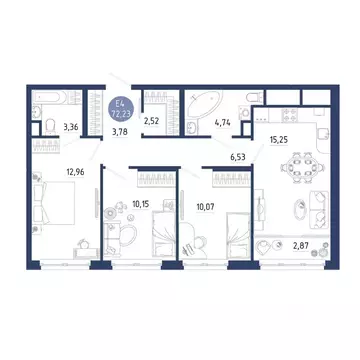 3-к кв. Рязанская область, Рязанский муниципальный округ, с. Дядьково ...