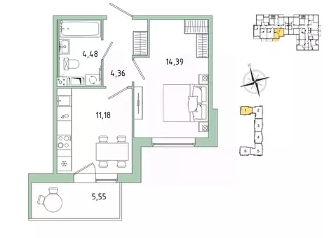 1-к кв. Ленинградская область, Гатчина Въезд мкр,  (36.08 м)