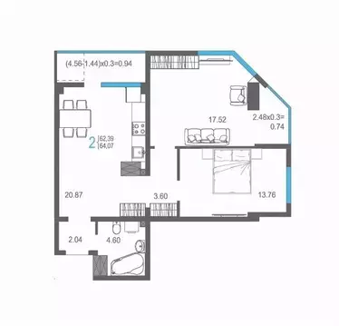 2-к кв. Крым, Ялта ул. Кирова, 155Ак1 (64.07 м)