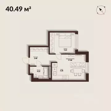 1-к кв. Приморский край, Владивосток Каскада жилой комплекс (40.49 м)