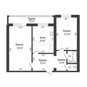 2-комнатная квартира: Белгород, Садовая улица, 120Б (53.7 м)