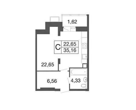 Квартира-студия: Апрелевка, жилой комплекс Времена Года, к2 (35.2 м)