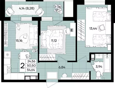 2-к кв. Краснодарский край, Краснодар Народные Кварталы жилой комплекс ...