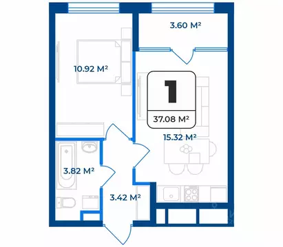 1-к кв. Рязанская область, Рязань Телецентр жилрайон,  (37.08 м)