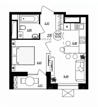 2-к кв. Хабаровский край, Хабаровск ул. Демьяна Бедного (33.79 м)