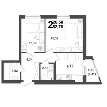 2-к кв. Башкортостан, Уфа Глумилино жилрайон, Холмогоры жилой комплекс ...