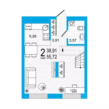 2-к кв. Башкортостан, Уфа Революционная ул., 98/4 (55.72 м)