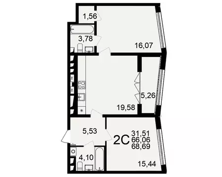 2-к кв. Тульская область, Тула пос. Горелки, Время жилой комплекс ...