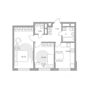 2-к кв. Московская область, Мытищи ул. Красная Слобода (51.3 м)
