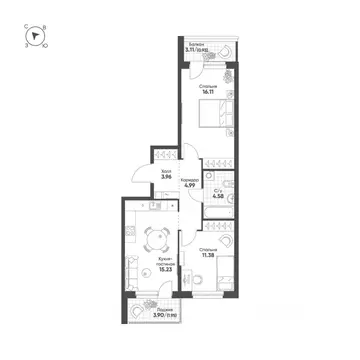 2-к кв. Свердловская область, Екатеринбург Сортировочный жилрайон, ...