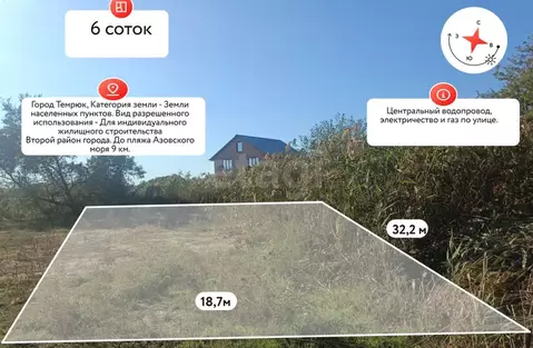 Участок в Краснодарский край, Темрюк пер. Белинского (6.0 сот.)