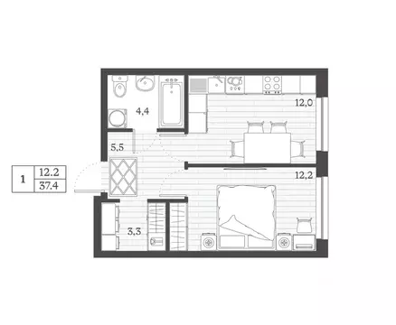 1-к кв. Дагестан, Дербент ул. Сальмана (37.4 м)