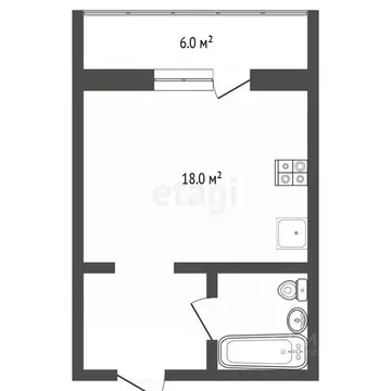 Студия Тюменская область, Тюмень ул. Верхнетарманская, 1 (19.6 м)