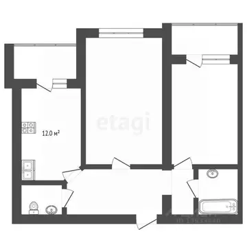 2-к кв. Тюменская область, Тюмень ул. Пермякова, 78к4 (66.3 м)