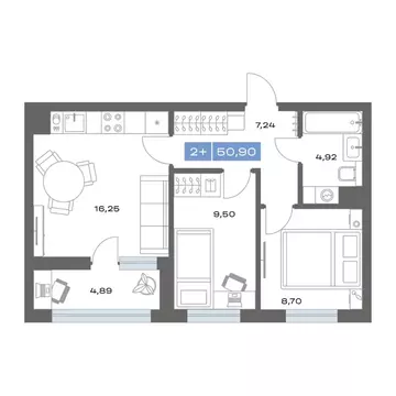 2-к кв. Тюменская область, Тобольск пер. Радищева, 17 (50.9 м)