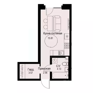 Студия Санкт-Петербург ул. Профессора Попова, 38 (26.07 м)