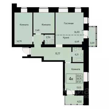 4-к кв. Красноярский край, Красноярск ул. Елены Стасовой, 80 (87.3 м)