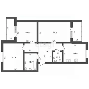 3-к кв. Марий Эл, Йошкар-Ола ул. Анциферова, 12б (80.1 м)