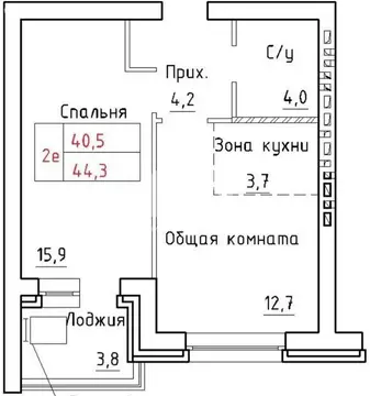 2-комнатная квартира: Элитный, Венская улица, 12 (48 м)