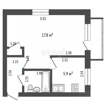 1-к кв. Костромская область, Кострома Калиновская ул., 39а (30.2 м)